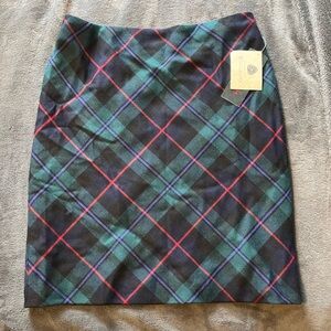 Ralph Lauren green plaid 100% wool pencil skirt